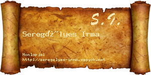 Seregélyes Irma névjegykártya