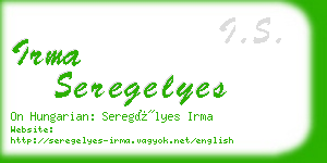 irma seregelyes business card